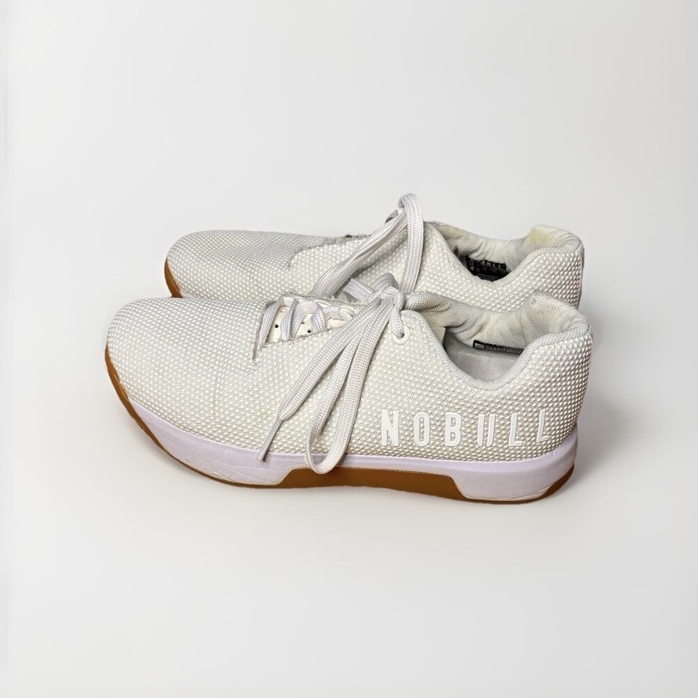 NOBULL Trainer WoMen's White Mesh Breathable Athletic Shoes Gum Sole Size 8.5